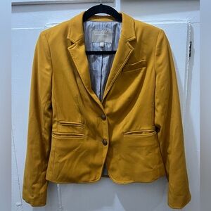 Banana Republic Mustard Yellow Women's Blazer with Gold Details
